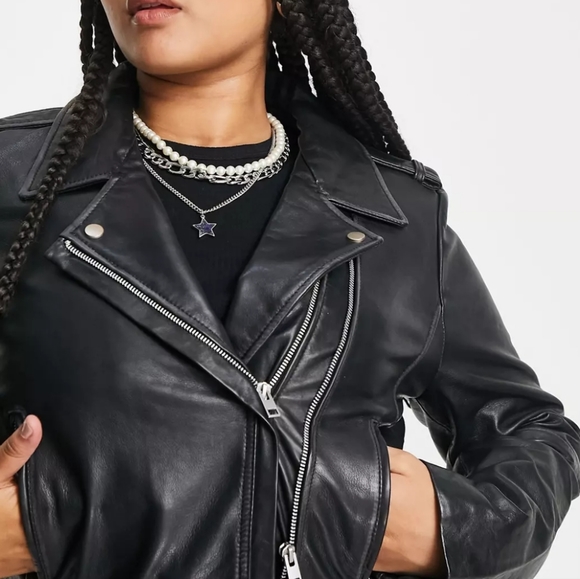 NWT BARNEY'S | Washed Leather Moto Jacket L/XL - Picture 6 of 16